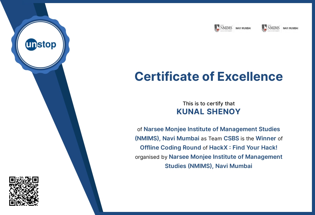 Certificate of Excellence-Unstop